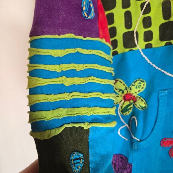 Seventh Avenue Nepal Patchwork Floral Hoodie Hippie Boho Gypsy Bohemian Large - Picture 12 of 13